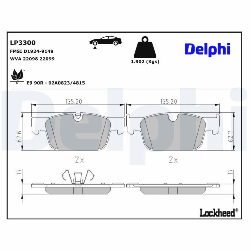 DELPHI Remblokken LP3300 LP3300 Race-remblokken VOLVO 940 DELPHI