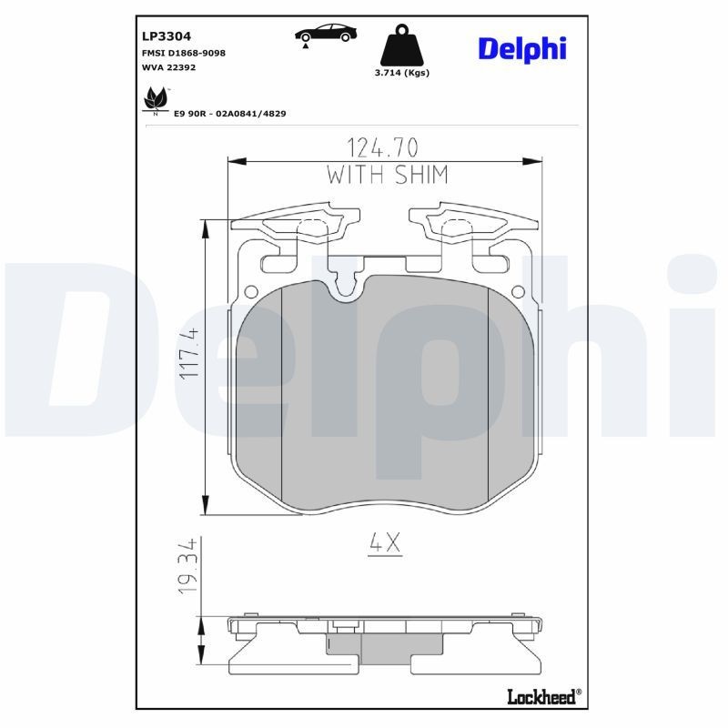 DELPHI Brake pad set LP3304 DELPHI LP3304 BMW G01 racing brake pads replacement