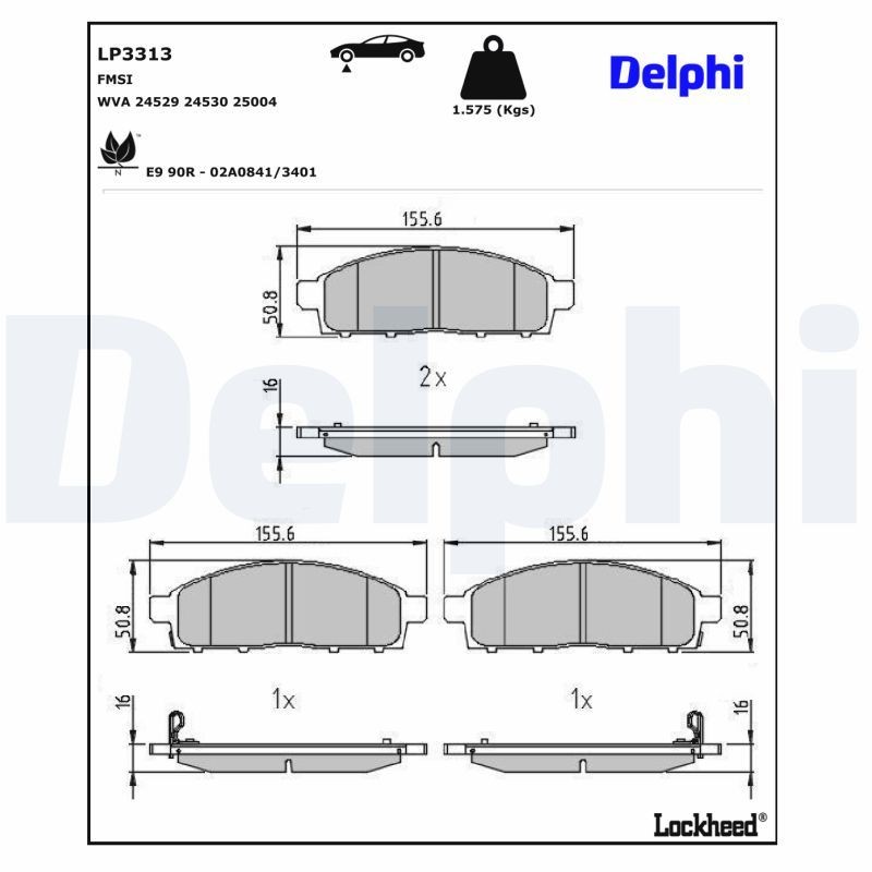 DELPHI Plaquettes de frein LP3313 DELPHI LP3313 Plaquettes de frein Fiat Fullback Pick-up prix