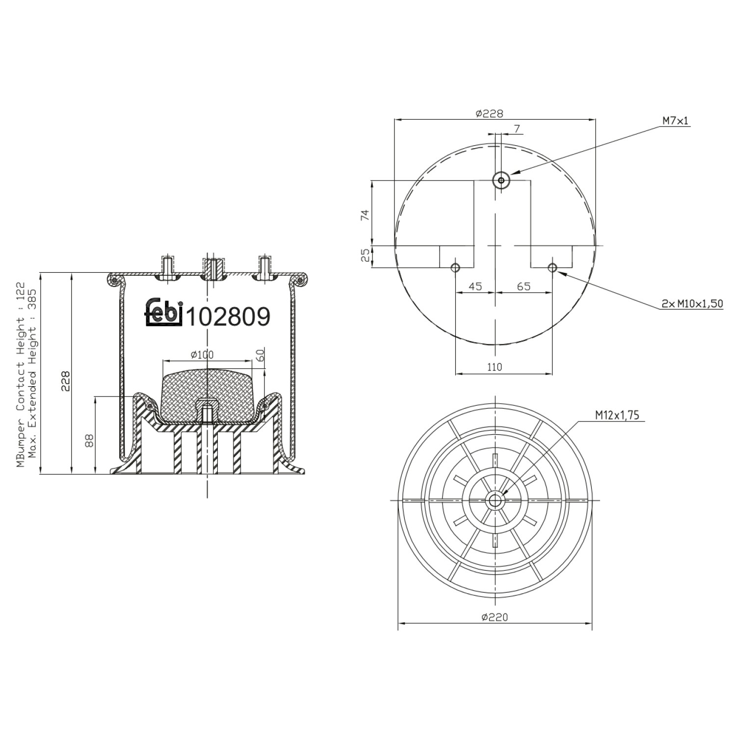 FEBI BILSTEIN Soffietto, Sospensione pneumatica 102809 102809 Soffietto, sospensione pneumatica FEBI BILSTEIN IVECO POWER DAILY costo