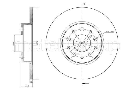 METELLI Remschijf 23-1486C Fiat CROMA Remschijven set METELLI 23-1486C