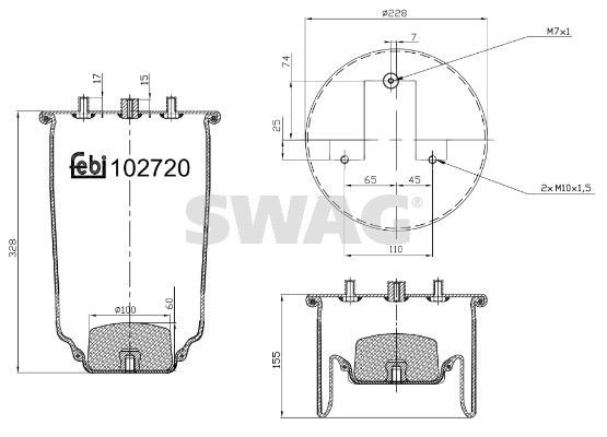 SWAG Soufflet à air, suspension pneumatique 37 10 2720 Suspension pneumatique FORD SWAG 37 10 2720