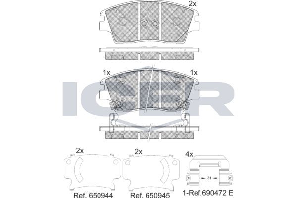 ICER Brake pad set 182277 KIA SEDONA ICER brake pads 182277