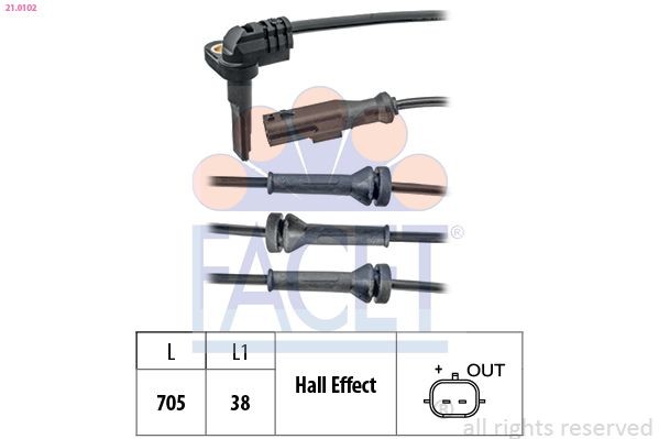 FACET ABS-givare 21.0102 21.0102 FACET ABS-sensor Saab