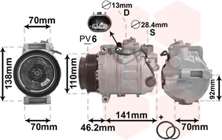 Aircopomp VAN WEZEL 3000K091 VAN WEZEL *** IR PLUS *** 3000K091 Airco pomp MERCEDES-BENZ 100 2003