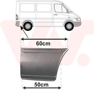 Kylkipaneeli VAN WEZEL 3075144 VAN WEZEL 3075144 VW LT 1999 Etupyöräkotelo ja takapyöräkotelo