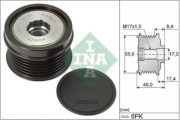 INA Frihjulskoppling, generator 535 0316 10 INA 535 0316 10 Frihjulskoppling generator Kia K2700 kostand