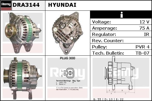 DELCO REMY Generator DRA3144 DRA3144 DELCO REMY generator HYUNDAI VELOSTER