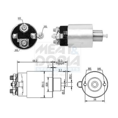 MEAT & DORIA Elettromagnete motorino avviamento 46280 MEAT & DORIA 46280 Solenoide motorino avviamento Fiat 131 originali