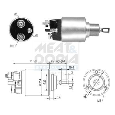 MEAT & DORIA Magnetafbryder, starter 46308 Starter solenoid PEUGEOT MEAT & DORIA 46308