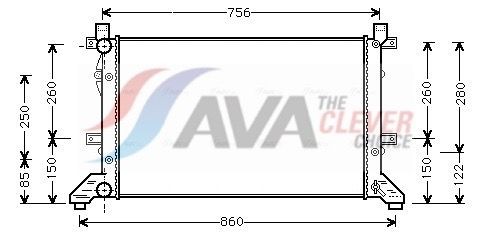 AVA COOLING SYSTEMS Radiaator, mootorijahutus VNA2155 AVA COOLING SYSTEMS VNA2155 Mootori jahutusradiaator VW LT 46 Avatava Veoauto originaal hind
