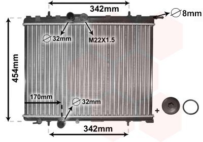 VAN WEZEL Radiator, motorkjøling 40002189 VAN WEZEL 40002189 Radiator Peugeot 206+ pris
