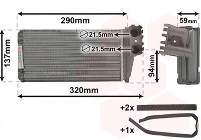 VAN WEZEL Kachelradiateur, interieurverwarming 40006227 Peugeot 504 Voorverwarmer interieurverwarming VAN WEZEL *** IR PLUS *** 40006227