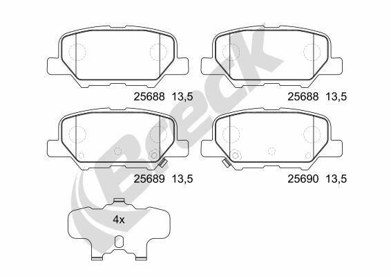 BRECK Brake pad set 25688 00 702 00 Peugeot 406 BRECK brake pads 256880070200
