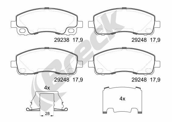 BRECK Brzdové doštičky/platničky 29238 00 703 00 Platničky MITSUBISHI BRECK 29238 00 703 00
