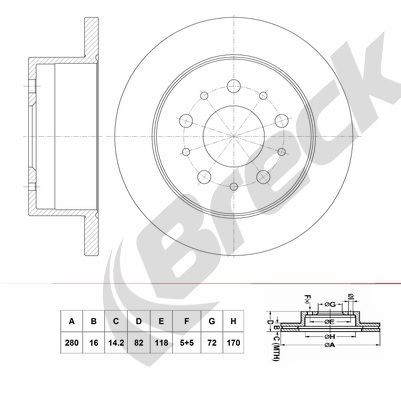 BRECK Bromsskiva BR 075 SA100 BR 075 SA100 BRECK bromsskivor FIAT 500