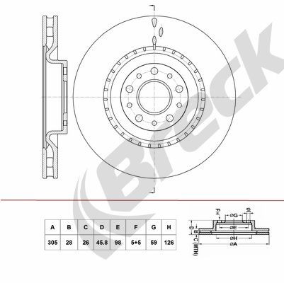 BRECK Brake disc BR 435 VA100 BR 435 VA100 BRECK brake discs for FIAT CROMA
