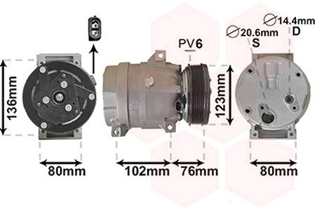 VAN WEZEL Kliimakompressor 4300K069 Konditsioneeri kompressor VAN WEZEL Renault CLIO 4300K069