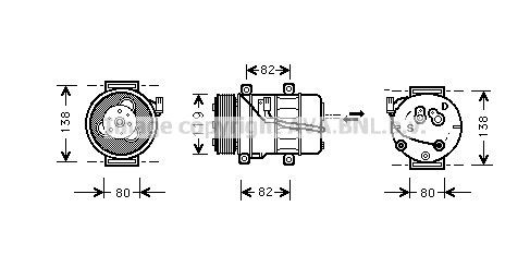 AC-kompressor PRASCO VOAK054 PRASCO VOAK054 Kompressor Volvo XC70 2004