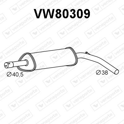 VENEPORTE Vidējais izpl. gāzu trokšņa slāpētājs VW80309 VW80309 Vidējais trokšņa slāpētājs DACIA LOGAN VENEPORTE