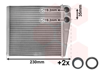 VAN WEZEL Varmeapparat register 58006229 Varmeregister VAN WEZEL R8 58006229 billige