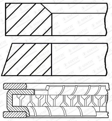Stempelringsett GOETZE ENGINE 08-447200-00 GOETZE ENGINE 08-447200-00 Stempelringsett HYUNDAI i10 2010
