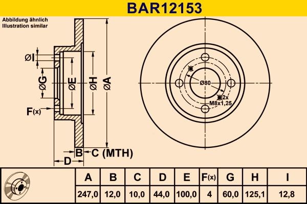 Barum Bremseskive BAR12153 BAR12153 Bremseskiver Barum OPEL KADETT