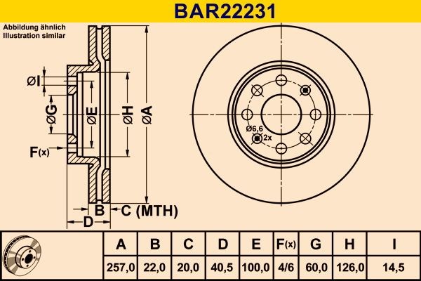 Barum Bremseskive BAR22231 Bremseskiver Barum Opel KADETT BAR22231
