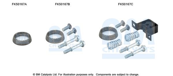 BM CATALYSTS Montageset, uitlaatpijp FK50167 Montageset uitlaatsysteem BM CATALYSTS PULSAR FK50167 goedkoop