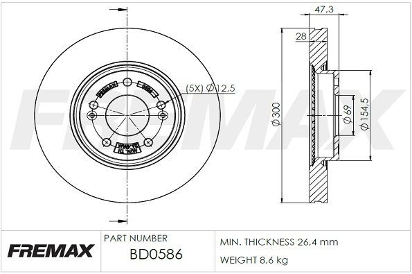 FREMAX Disque de frein BD-0586 BD-0586 Disque de frein sport HYUNDAI GALLOPER FREMAX