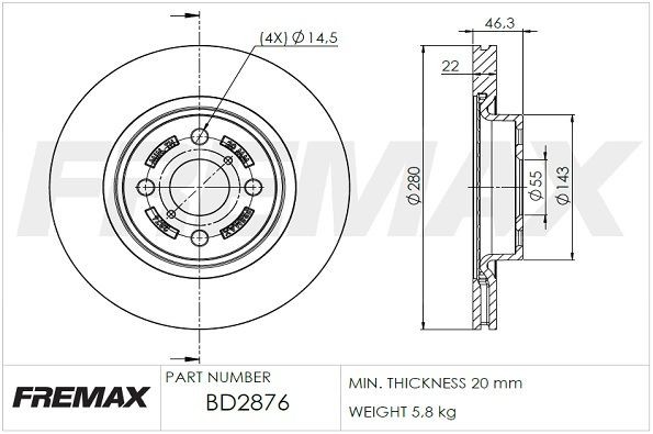 FREMAX Disco freno BD-2876 BD-2876 Dischi freno FREMAX TOYOTA CAMRY costo