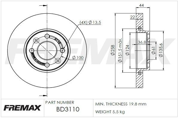 FREMAX Bromsskiva BD-3110 BD-3110 FREMAX bromsskiva RENAULT KADJAR