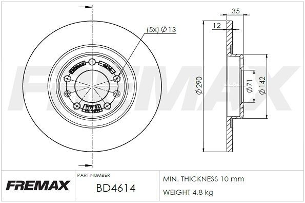 FREMAX Bremžu diski BD-4614 BD-4614 Bremžu disks PEUGEOT 505 FREMAX