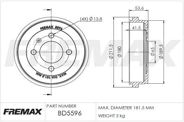 FREMAX Jarrurumpu BD-5596 BD-5596 FREMAX Jarrurumpu AUDI 200