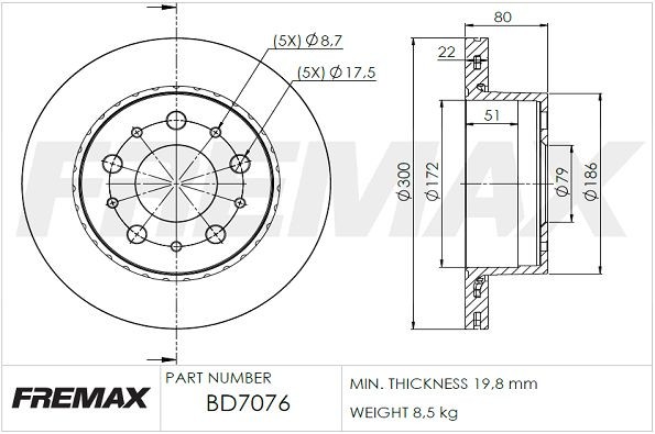 FREMAX Piduriketas BD-7076 BD-7076 Pidurikettad CITROËN AMI FREMAX