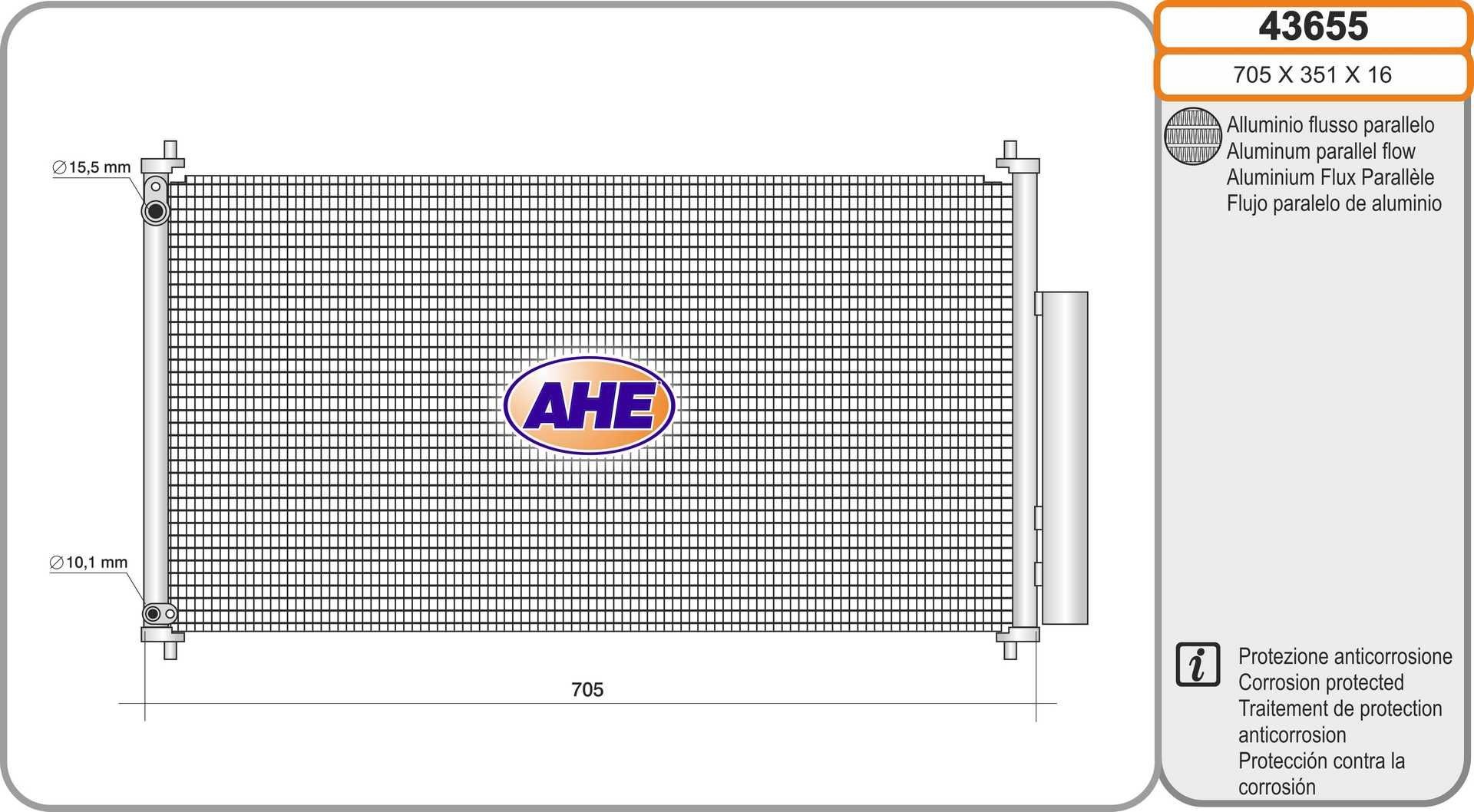 AHE Kondenzátor klimatizácie 43655 Chladič klimatizácie AHE FR-V 43655 lacné