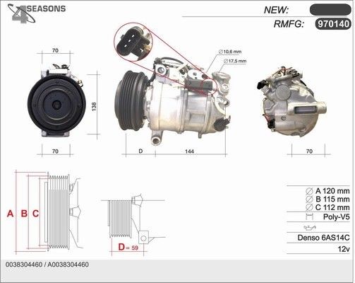 AHE Aircopomp 970140 Volkswagen TIGUAN AC-compressor AHE 970140
