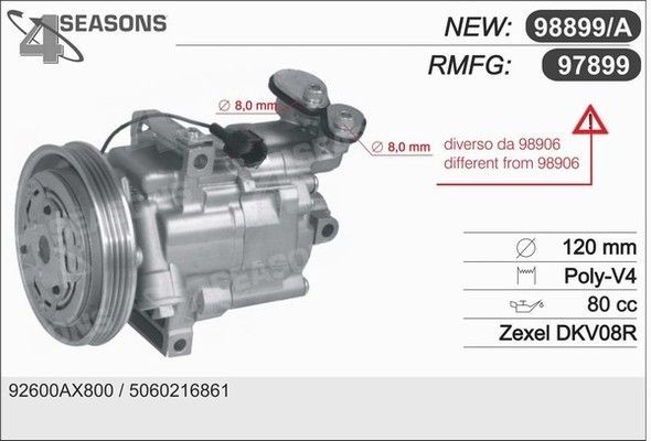 AHE AC-kompressor 97899 97899 AHE kompressor till ac NISSAN QASHQAI