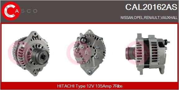 CASCO Laturi CAL20162AS Laturi CASCO 12V, 135A, CPA0054, Ø 60 mm, Integroidulla säätimellä