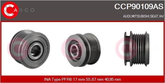 Remskive, generator CASCO CCP90109AS CASCO CCP90109AS Friløbskobling SKODA FABIA 2002
