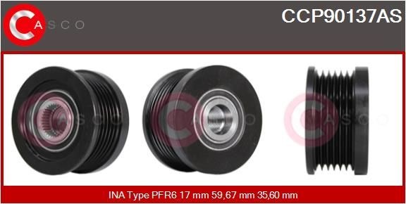 Riemschijf, dynamo CASCO CCP90137AS CASCO CCP90137AS: Vrijloop poelie dynamo Hyundai SANTA FE 2005