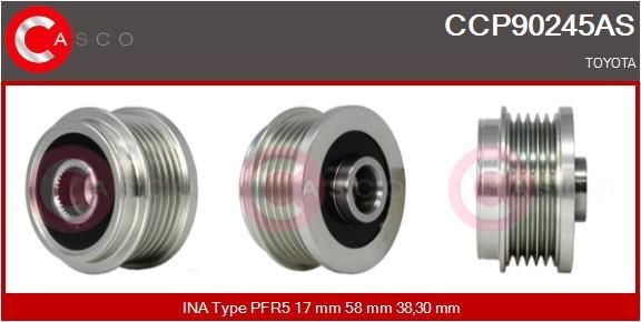 CASCO Puleggia cinghia, Alternatore CCP90245AS Puleggia frizionata alternatore Toyota _CLM2_, _ACM2_ CCP90245AS CASCO