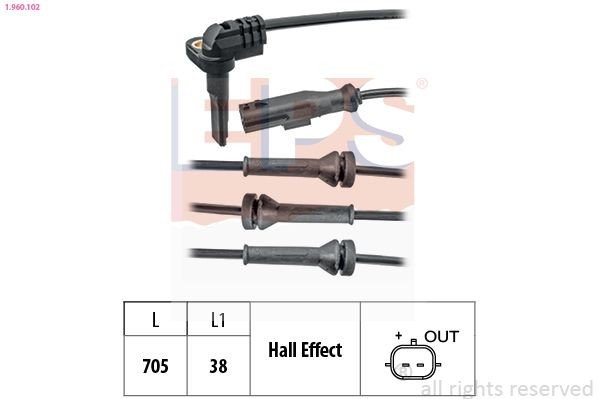 EPS Capteur ABS 1.960.102 1.960.102 Capteur de roue RENAULT GRAND SCÉNIC EPS