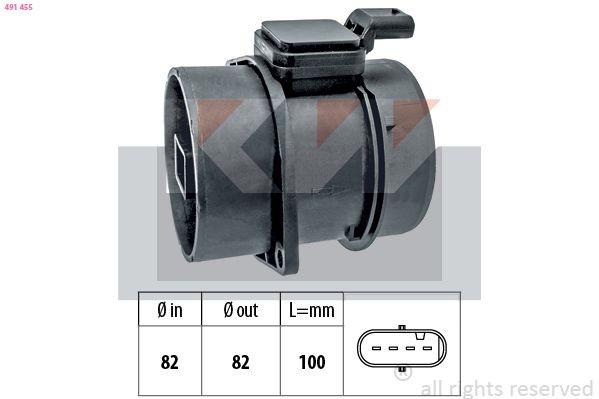 KW Débitmètre d'air 491 455 Débitmètre d'air massique KW 323 491 455 pas cher