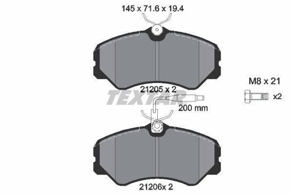 TEXTAR Kit pastiglie freni 2120501 TEXTAR 2120501 Kit pastiglie freni FIAT Ducato I Camion pianale/Telaio (290) 1.9 TD 82 CV 1991