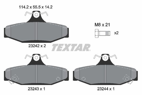 TEXTAR Brake pad set 2324201 TEXTAR 2324201 Brake pad set CHEVROLET Camaro IV Convertible 3.8 V6 193 hp 1999