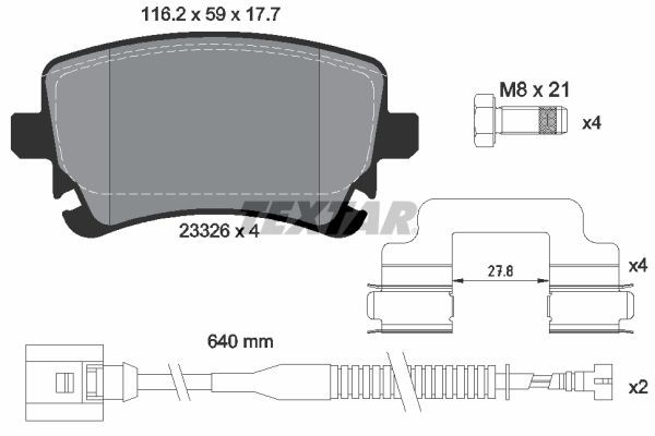 TEXTAR Bromsbelägg 2332603 BENTLEY bromsbelägg sport TEXTAR 2332603