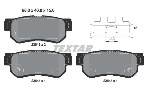 TEXTAR Piduriklotsid 2354301 TEXTAR 2354301 Klotsid Elantra IV Kombi (HD) originaal hind