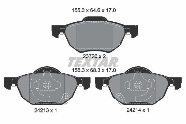 TEXTAR Pastilhas de travão 2372001 TEXTAR 2372001 Pastilhas de travão HONDA Accord VII Sedan (CM) 2.0 Vtec (CM4) 150 cv 2003