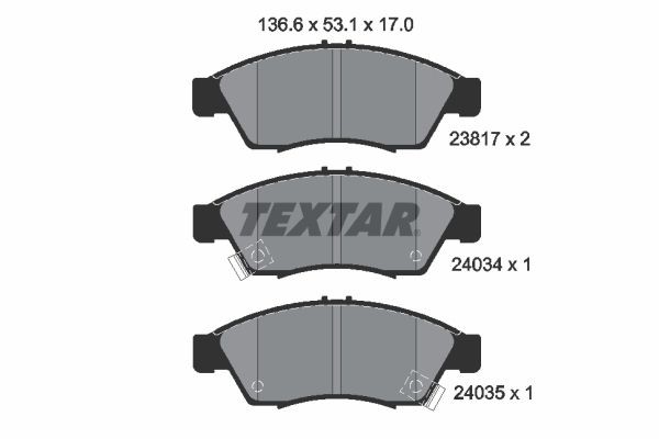 TEXTAR Bremseklodser 2381701 TEXTAR 2381701 Suzuki Liana Hatchback Sports bremseklodser pris